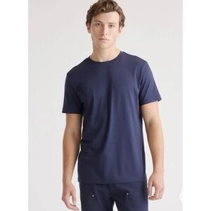Quince Cotton Modal Crew Neck T‎ Shirt Menswear Navy Blue Soft Tee Small